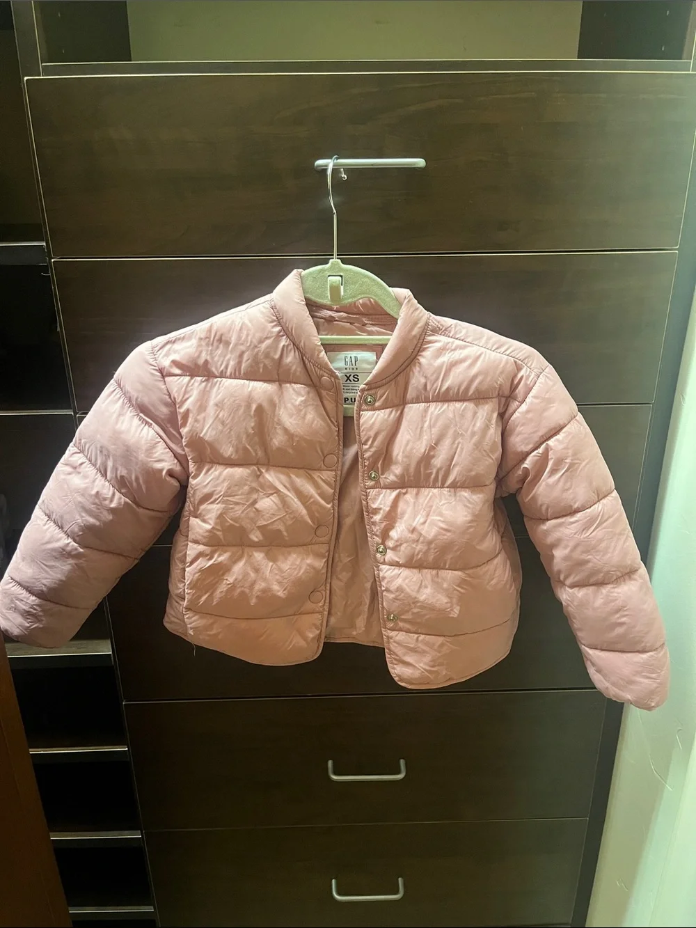 GAP Girls Blush Quilted Cropped Puffer Jacket